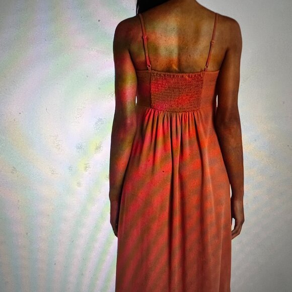 Market & Spruce Sleeveless Seersucker Maxi Dress Burn Orange Medium - Picture 3 of 6